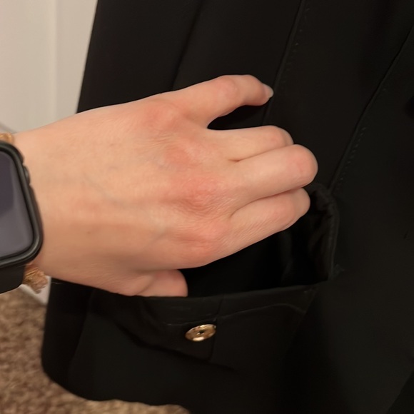 WHBM size 2 black jacket with ruffles and usable pockets. Very gently used. - Picture 7 of 13